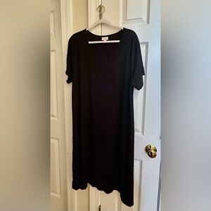 LuLaRoe Black Midi T-Shirt Dress - Simple Crew Neck